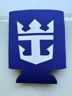 Royal Caribbean Blue Coozie with White Anchor Crown Logo